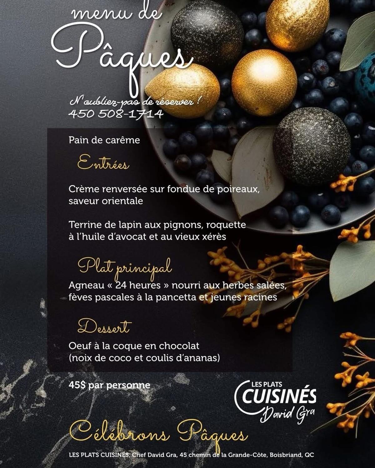 menu du mois de mars